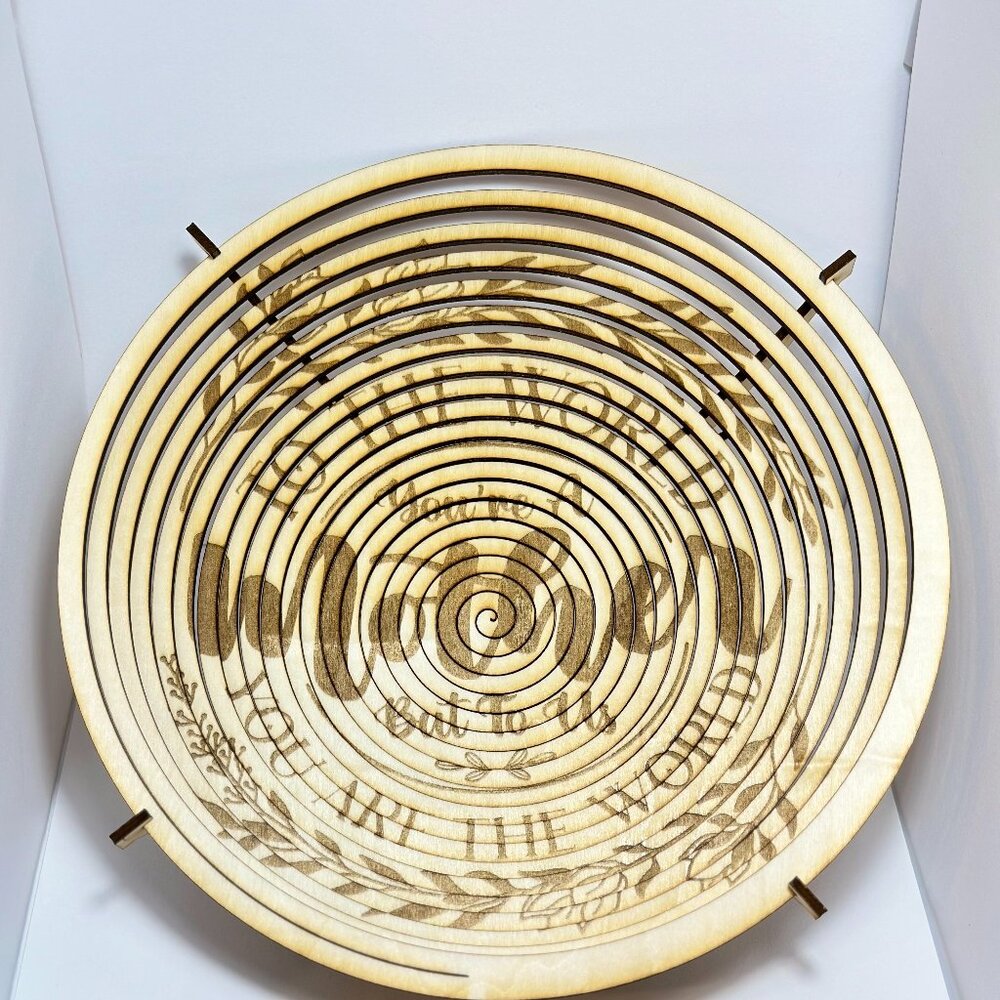 Wooden Spiral Bowl "To the World you're a Mother, but to me you are the World"
